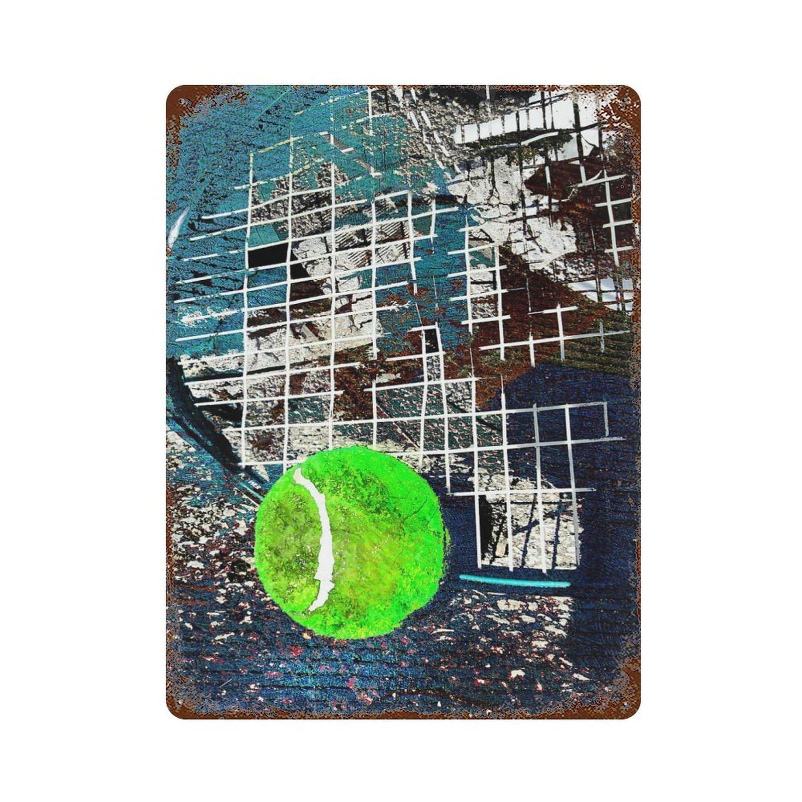 Tennis Art Print Work 15 Rust Effect Tin Sign 15.7"x11.8", Ideal for Shed, Workshop And Garage Wall Decor