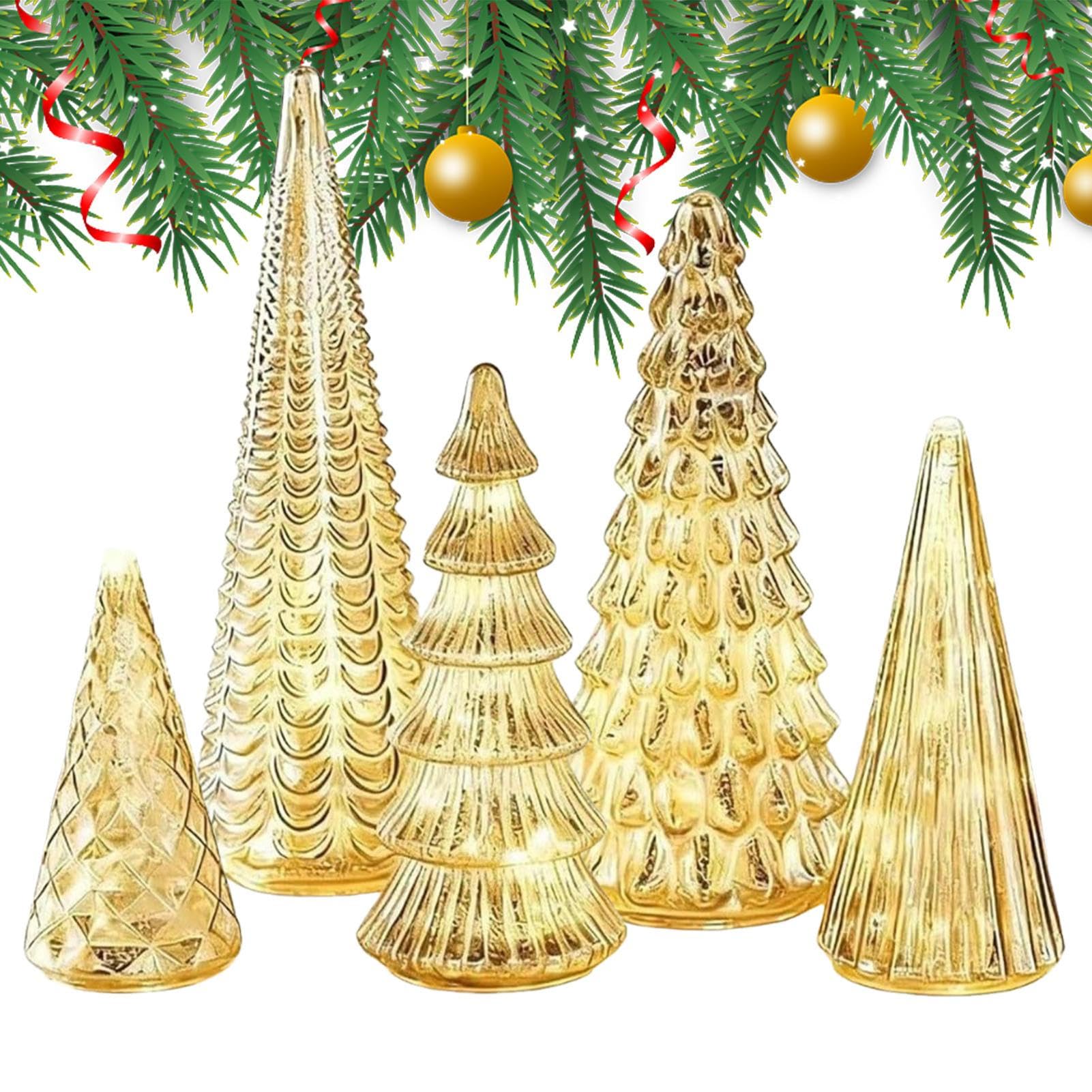 Pack de 5 árboles de Navidad artificiales LED para decoración de mesas de interior