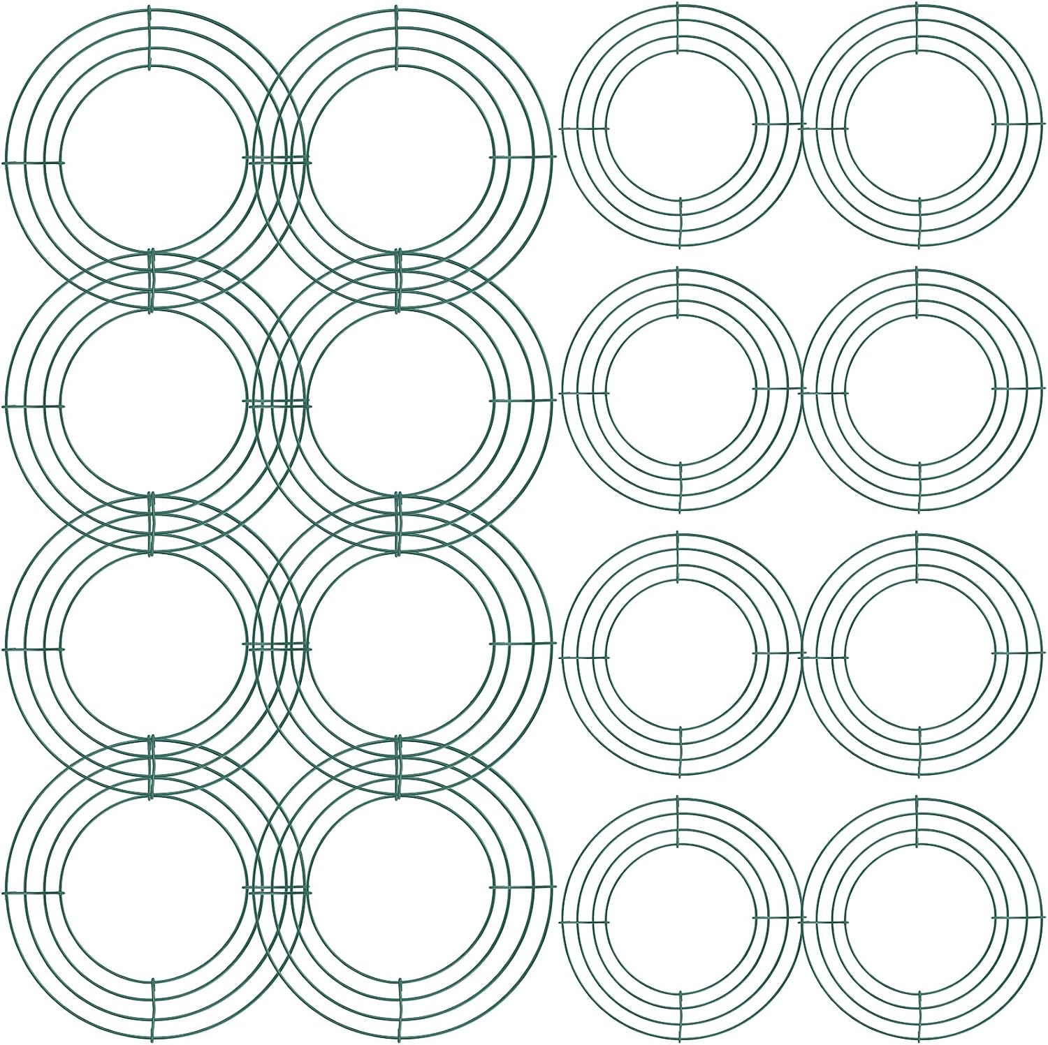 Hotop 16 Pcs 12''14 Inch Christmas Wire Wreath Frame Xmas Metal Wire Wreath Forms Round Floral Ring DIY Craft Making for New Year Valentines Decoration