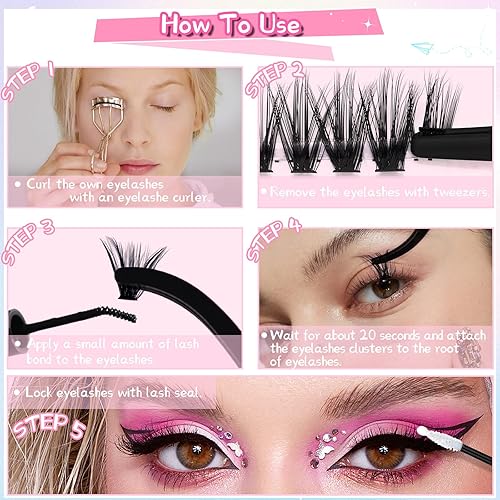 Miniatura 5 de 280 racimos de pestañas individuales, 40D-0.07-D, rizo 8-16, mezcla de pestañas de aspecto natural, extensiones de pestañas impermeables con pinzas,