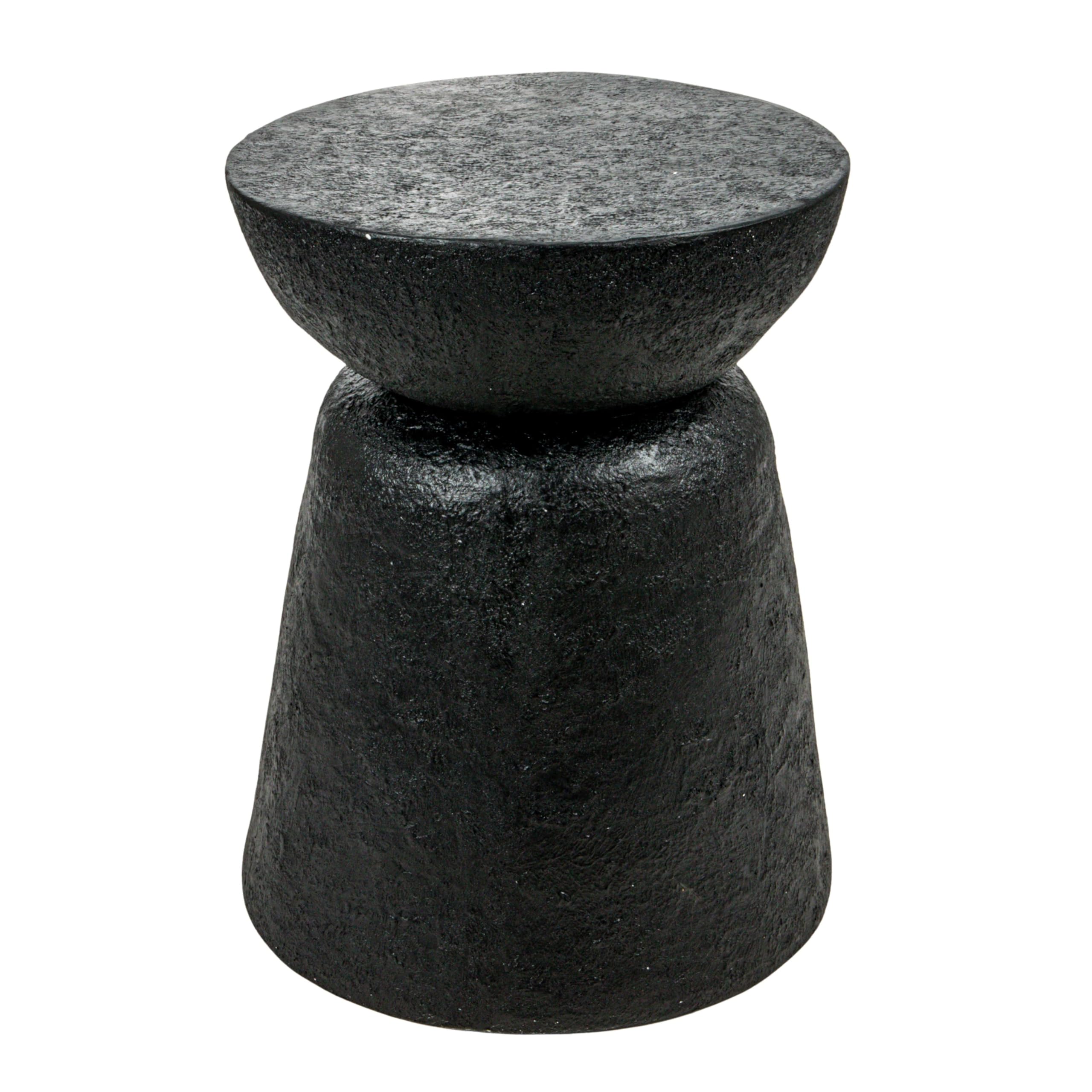 Creative Co-Op Magnesium Oxide Pedestal Side Table, Black