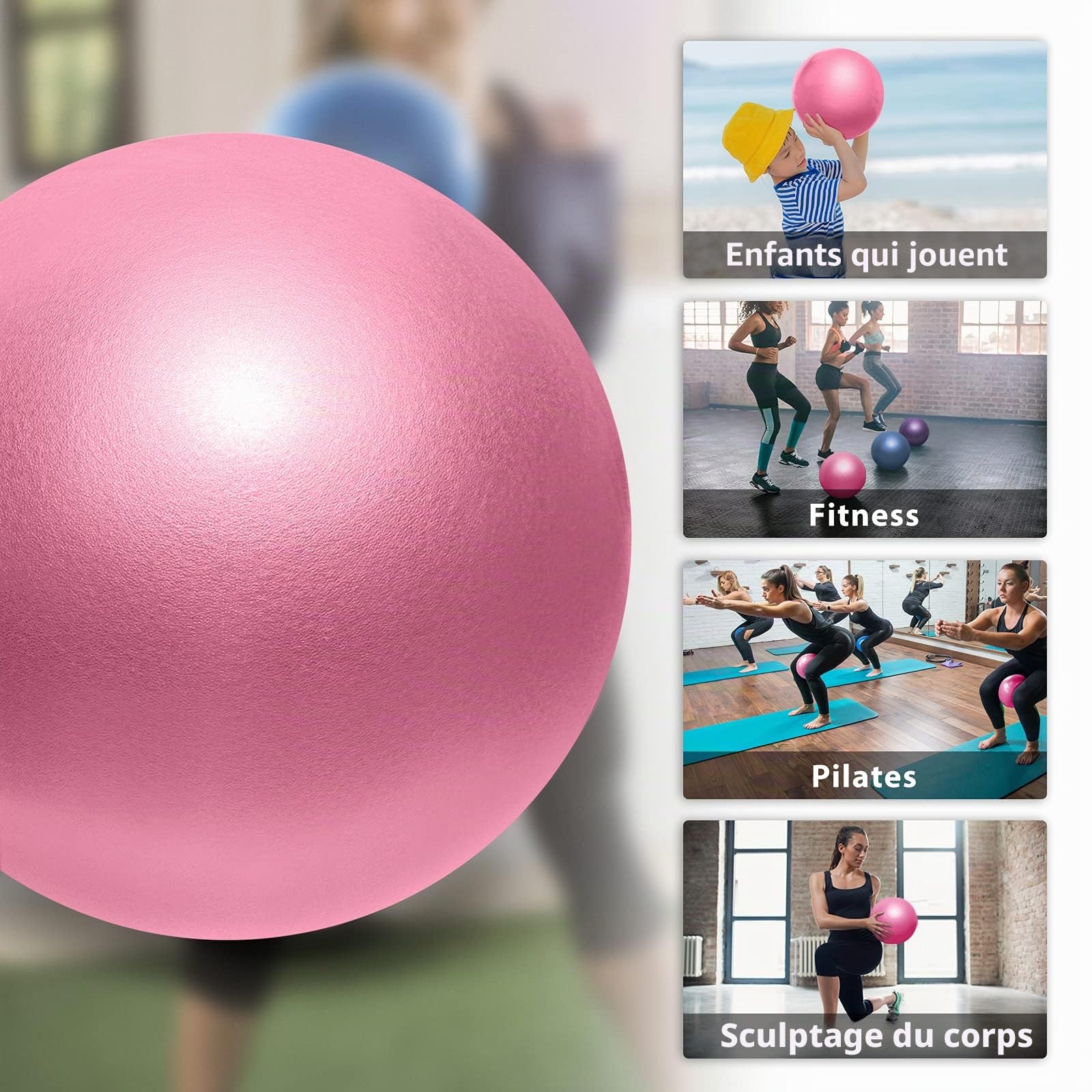 Cikyner Soft Pilates Ballon Gymnastique 23-25 cm avec Paille Gonflable