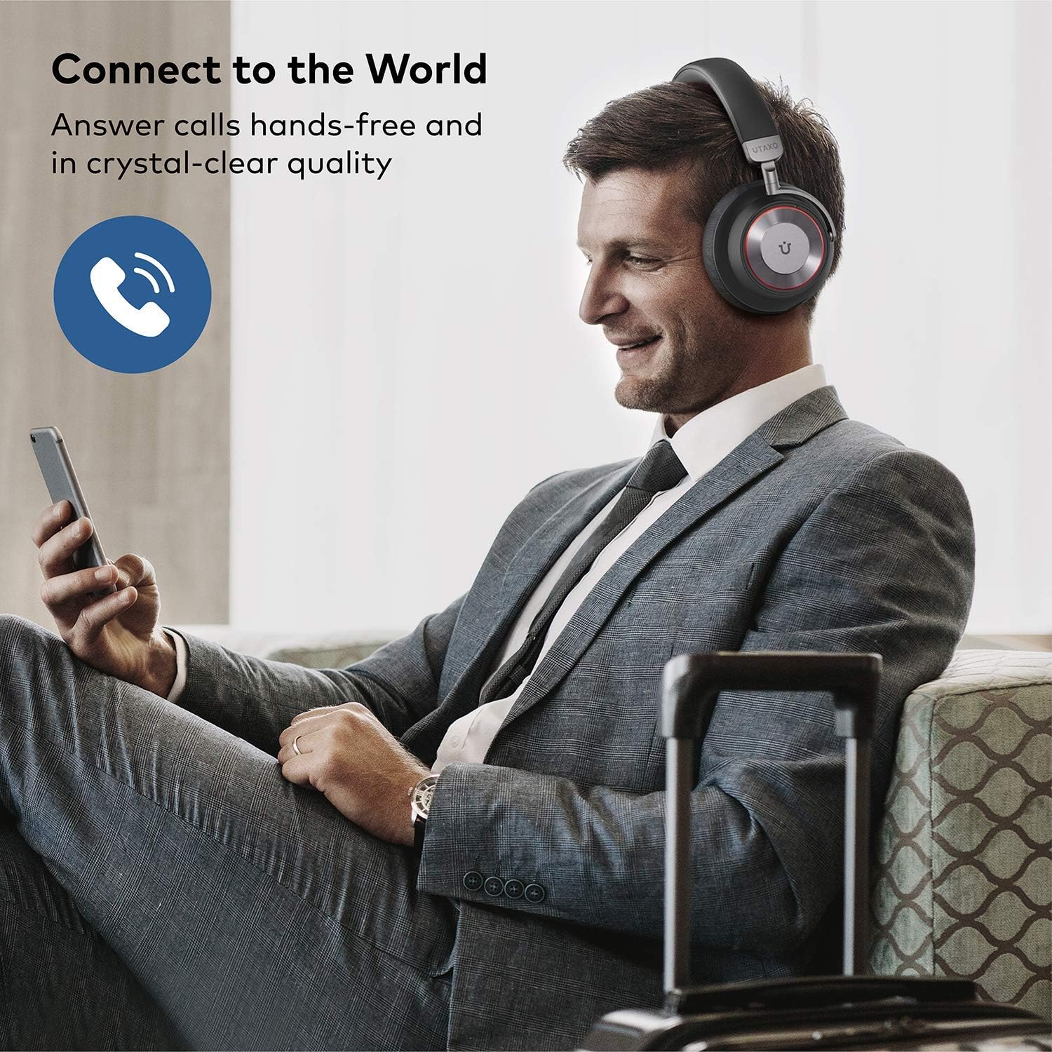 Noise Cancelling Headphones, Bluetooth Wireless Over Ear Headphones with Mic, Hi-Fi Sound/Deep Bass, Quick Charge 30H Playtime for Travel Work TV PC Cellphone