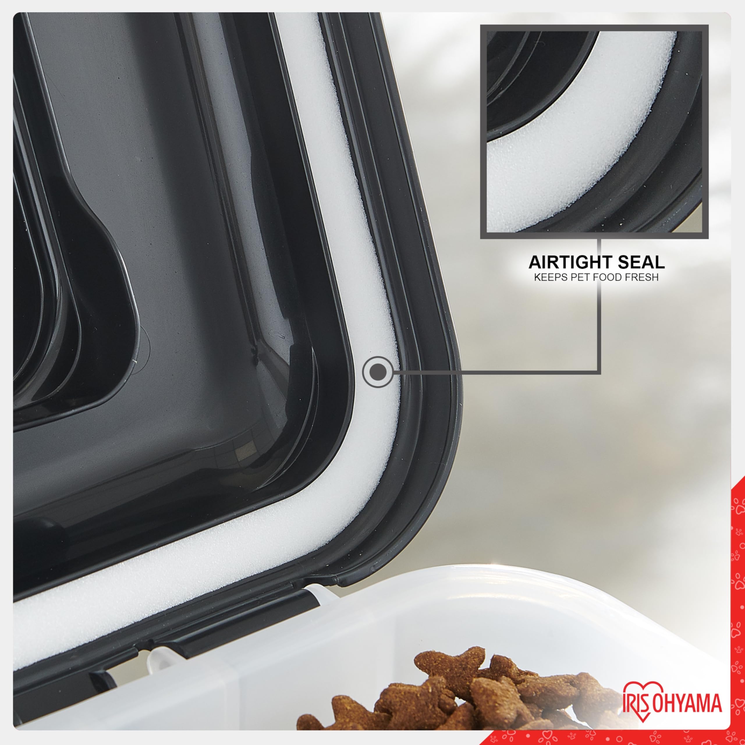 Iris Ohyama, Contenitore per Crocchette, 45L/15kg, Nero, Ermetici, Contenitore per Alimenti in Plastica con Coperchio, con Ruote, Per Cibo per Gatti, Cani, Cibo secco, Dolci, Scatola, ATS-L