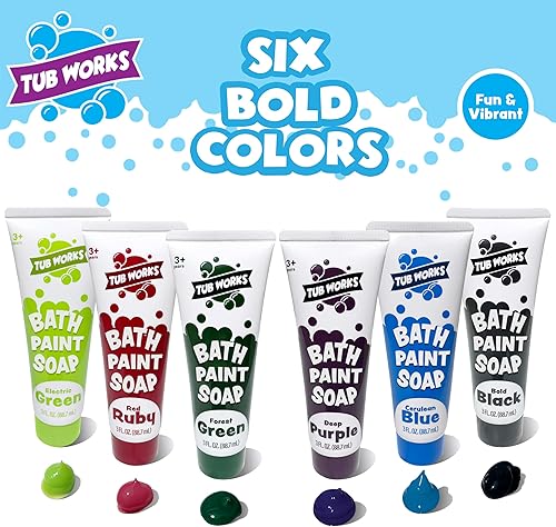 Miniatura 2 de Tub Works Pintura de baño de jabón para baño, paquete de 6 unidades, no tóxico, lavable para pintar con los dedos en las paredes de la bañera,