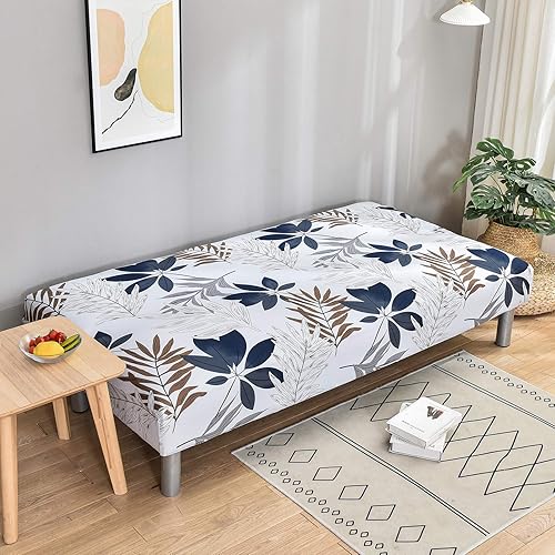 Miniatura 4 de ele ELEOPTION Funda elástica para sofá cama sin brazos con estampado de hoja de arce, funda plegable para sofá cama, funda para sofá de futón,