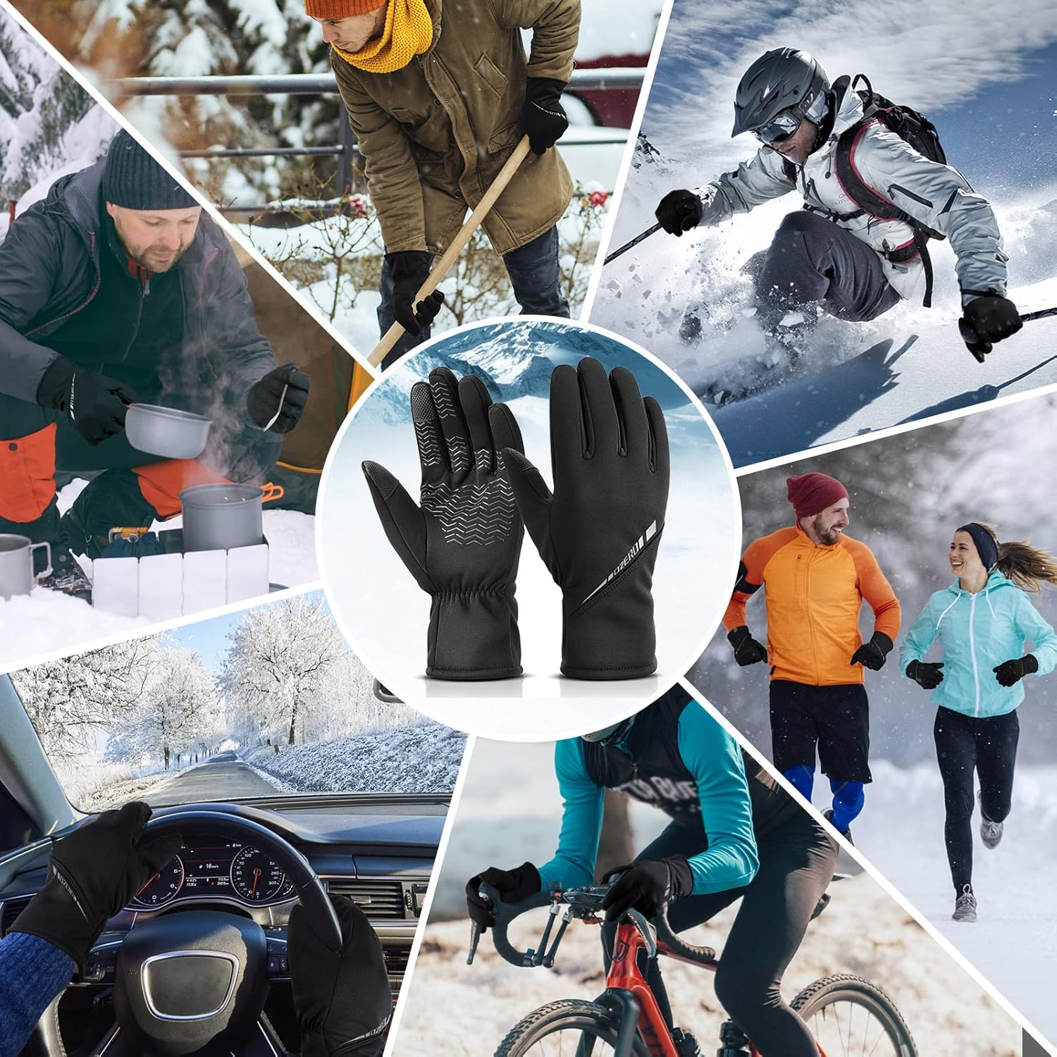 OZERO Winter Gloves for Men Women: Waterproof Touch-Screen Glove Thermal Coldproof Snow Gloves for Driving Cycling Skiing - Image 8