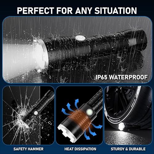 Miniatura 6 de StarLume Linterna recargable LED, portátil, portátil, funciona con pilas (1)