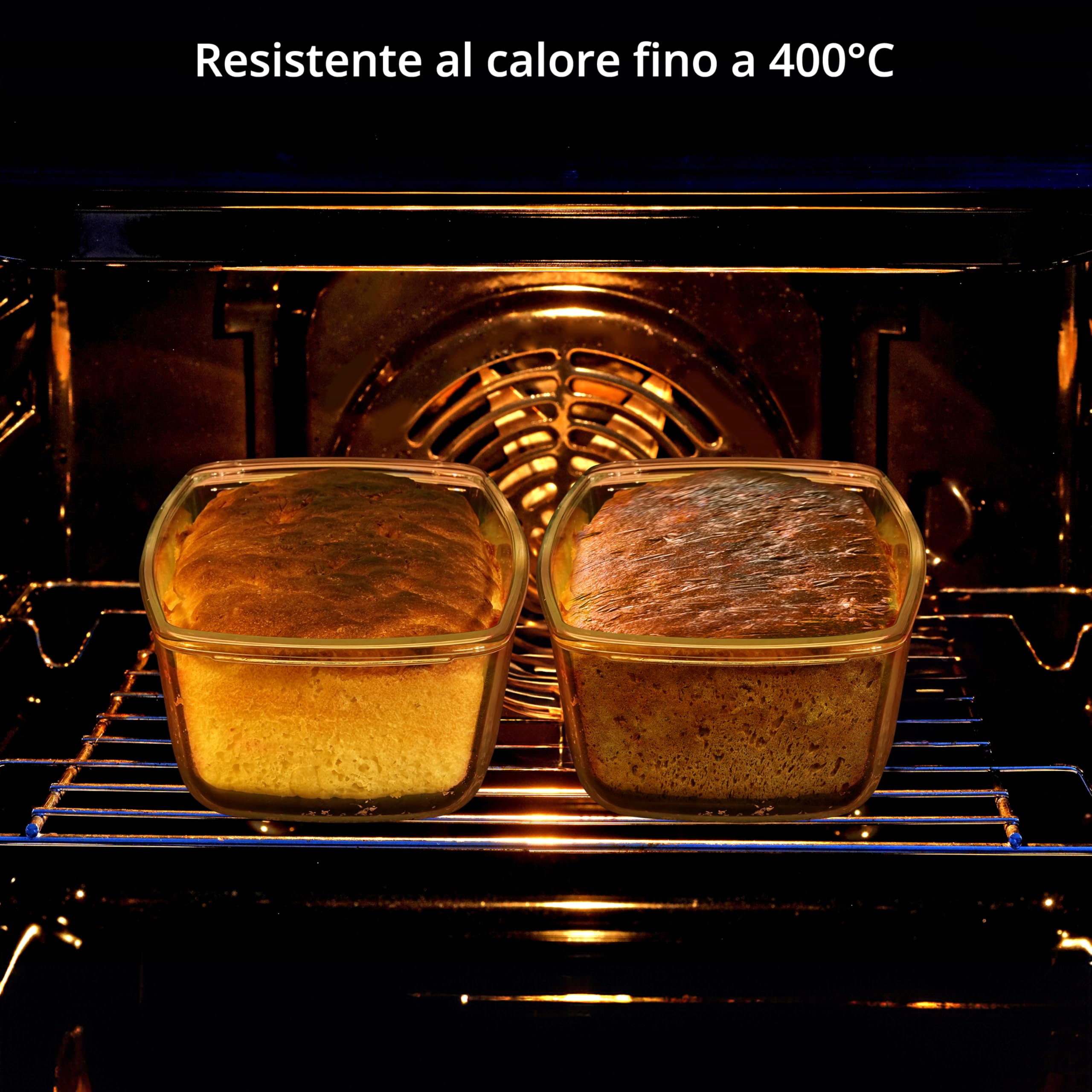 Winter Shore Pirofila Vetro 1,8 l (2 Pezzi) - Teglia per Pane in Cassetta Grande Antiaderente con Coperchio e Manici - Microonde, Forno, Congelatore, Lavastoviglie, Senza BPA - Stampo Pane in Cassetta