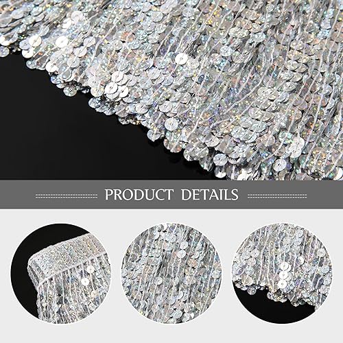 Miniatura 9 de WELROG Ribete de flecos de 5 yardas  Lentejuelas de encaje con flecos para manualidades, manualidades, decoración de disfraces