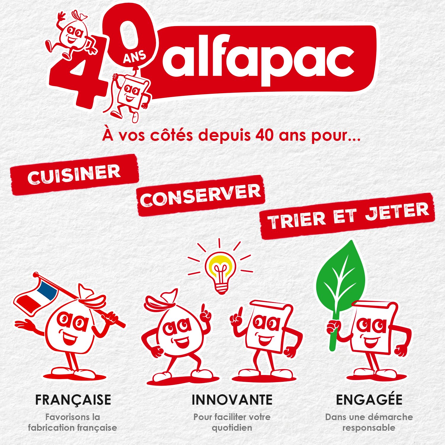 Alfapac - Set di 15 sacchetti per congelazione, materiale di origine vegetale, formato XXL, prodotto in Francia, 42 x 70 cm