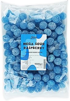 Just Treats Mega Sour Raspberry 1kg Party Bag