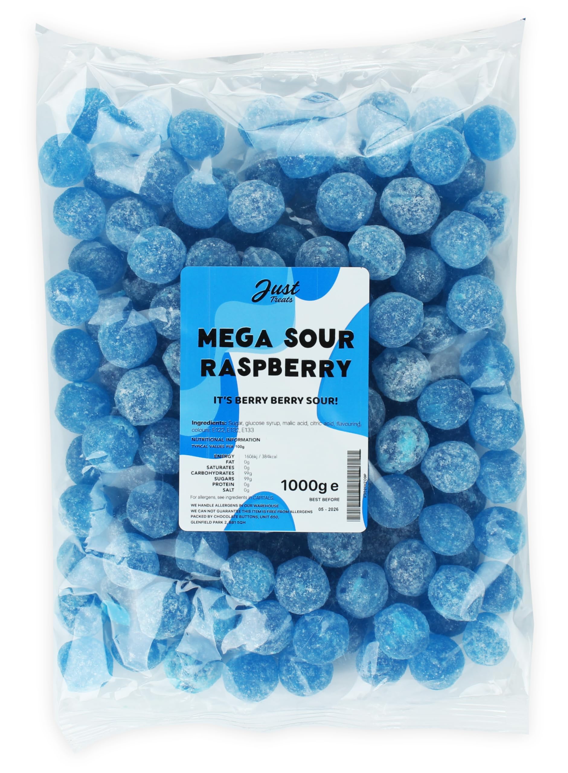 Just TreatsMega Sour Raspberry 1kg Party Bag