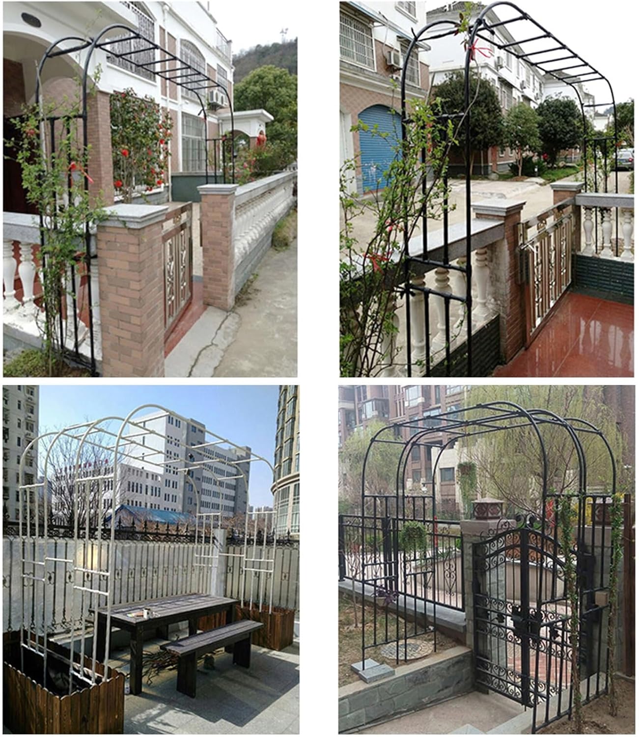 Garden Arch with Plant Box, Outdoor Garden Lawn Backyard, Wedding Party Decoration, Garden Arbor with Gate for Climbing Vines and Plants, Easy to Install(47x15.7x94.5in)