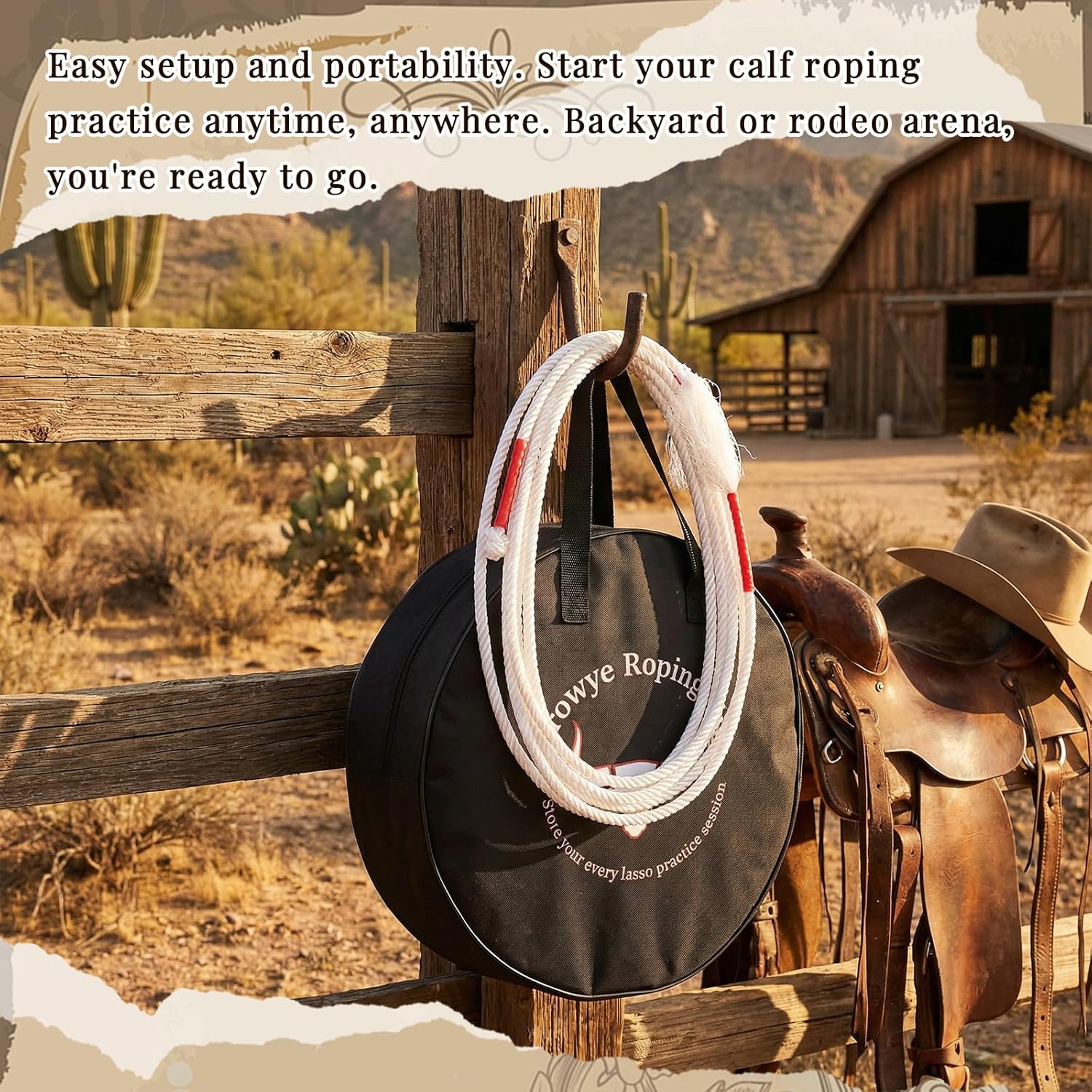 Crowye Plastic Roping Dummies Junior Steer Head Dummy Set, Roping Dummy, Include 11 Inch Steer Head with 16 Inch Storage Bag, 20-Foot Cotton Lasso Rope, Steel Rods, Gloves for Junior Roper Practice