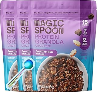 Magic Spoon High Protein Granola Low Sugar - 3 Pack, Dark Chocolate - Low Carb Sugar Free Protein Snacks & Breakfast Food - Grain & Gluten Free Granola Keto Friendly- Healthy Snacks for Kids & Adults