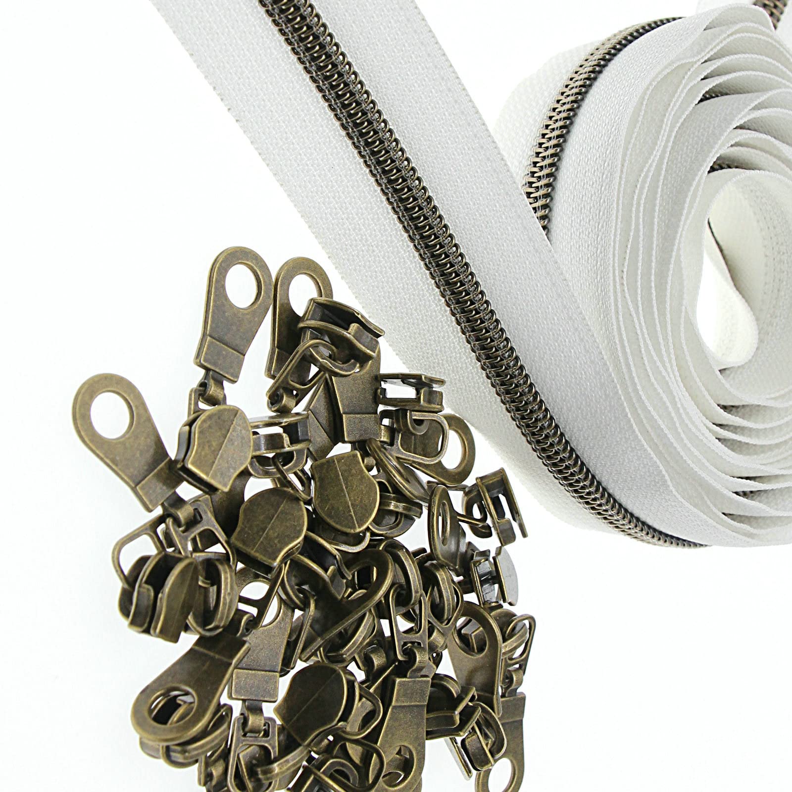 #5 Antique Brass Metallic Nylon Coil Zippers by The Yard - Image 2