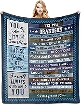 Grandson Gifts from Grandma, Grandson Blankets 60"x50", Adult Grandson Birthday Gifts from Grandparents, Grown Grandson Gifts Ideas for Graduation, Fathers Day, Christmas, To My Grandson Throw Blanket