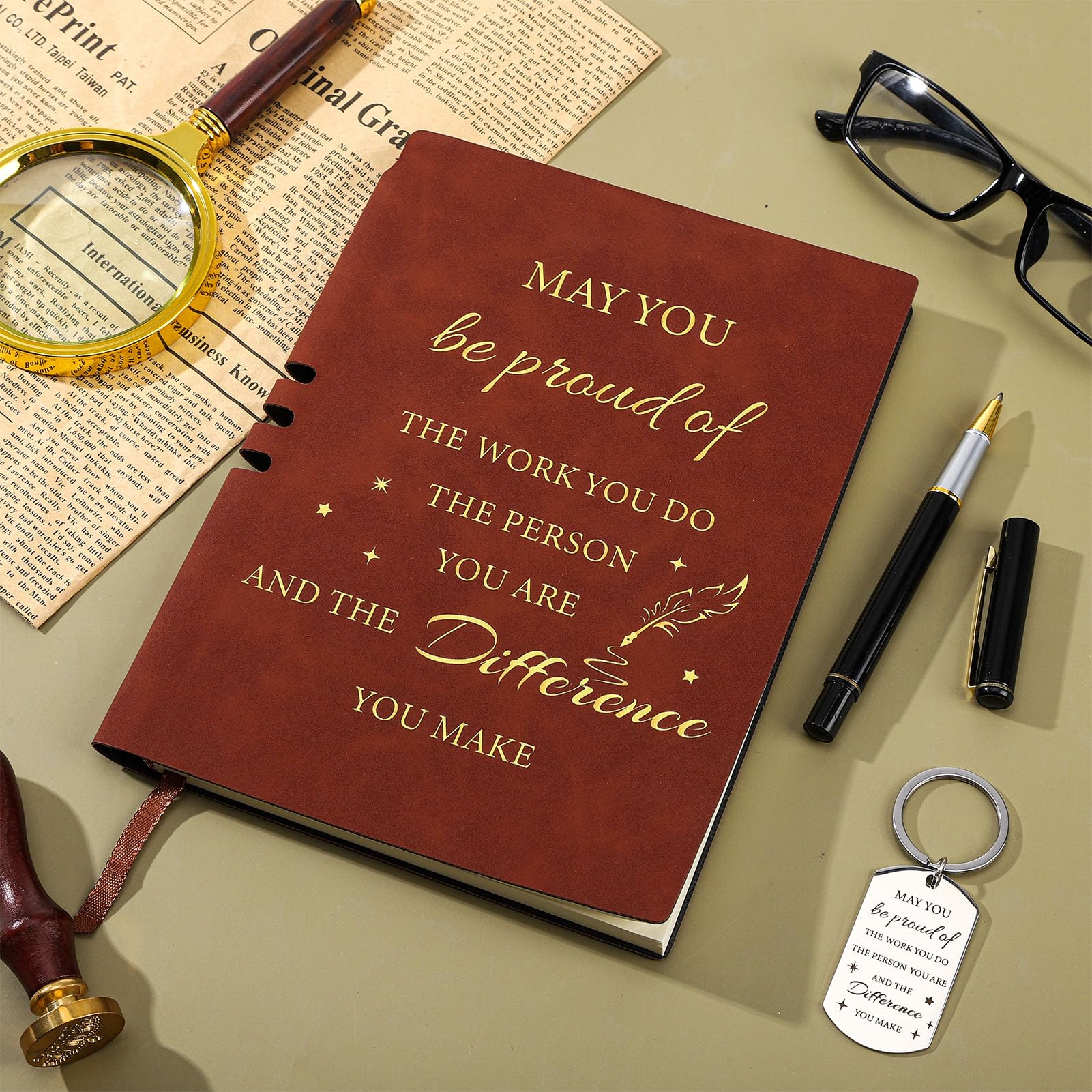 Candcamp Thank You Gift Leaving Gifts for Colleagues Women Men A5 Inspirational Notebook and Pen Set Appreciation Brown Journal New Job Congratulations Presents for Employee Volunteer Teacher - Image 4