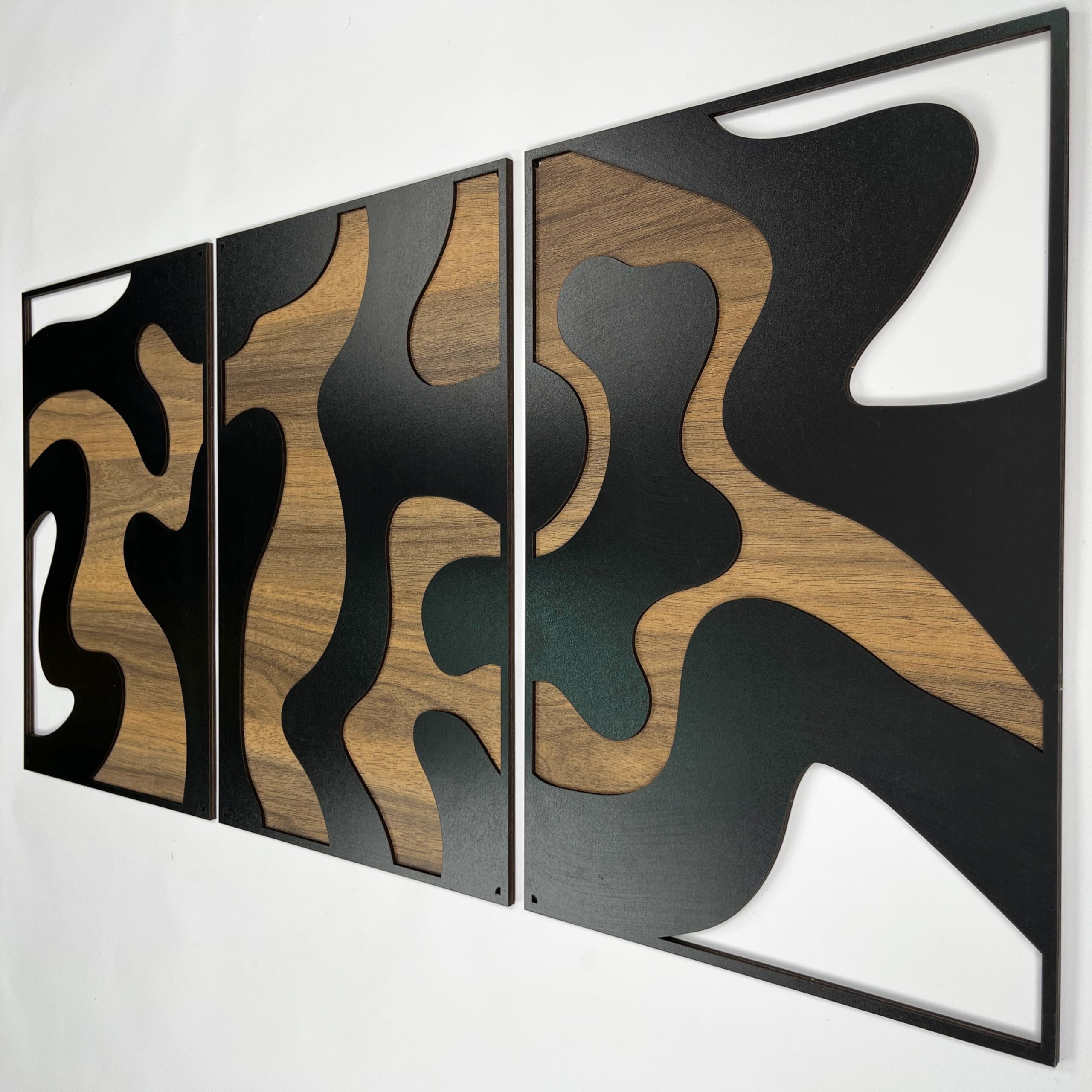 Wandkunst, neutral, strukturiertes Holz, abstrakt, organisch, groß, Wanddekoration, moderne Erdtöne, Designer-Akzente, Geschenk für Wohnzimmer und Schlafzimmer, 3 Stück