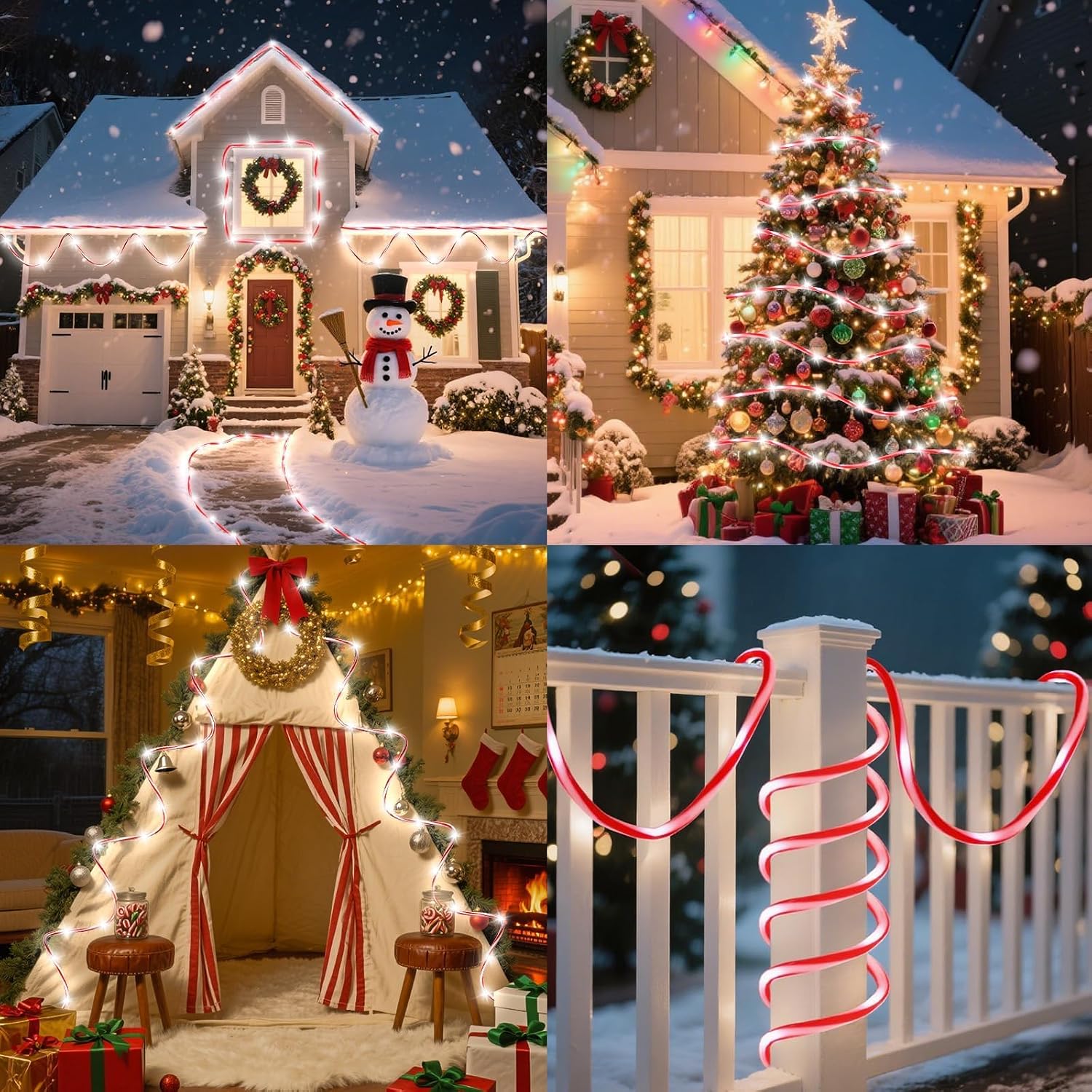 HELESIN 101FT 620LED Candy Canes Rope Lights with 8 Lighting Modes, Candy Cane Christmas Lights Waterproof Christmas Lights Decoration