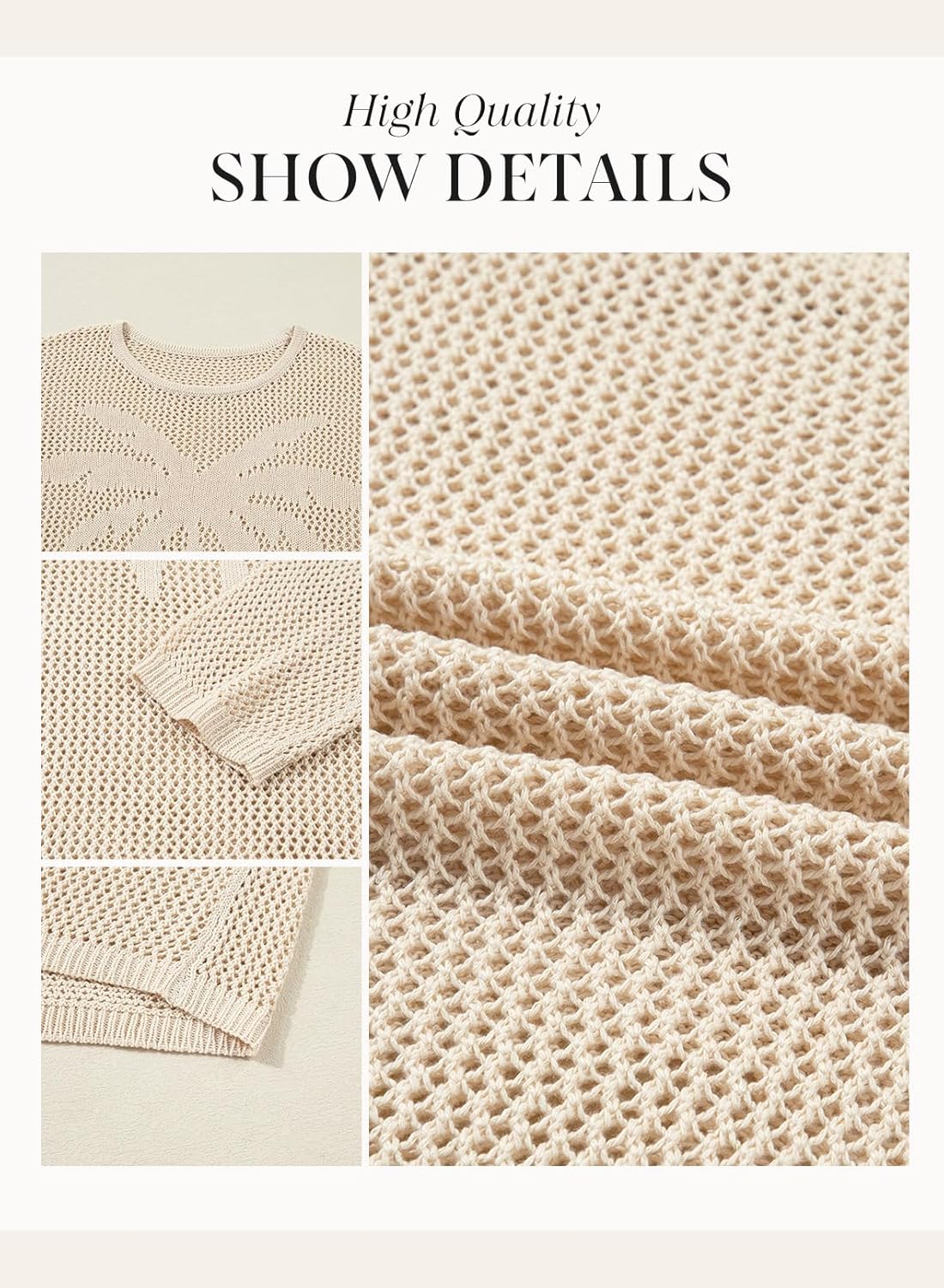 Dokotoo Womens Fashion 2026 Summer Crochet Hollow Out Long Sleeve Sweaters Casual Crewneck Pullover Shirt Beach Coverup - Image 5