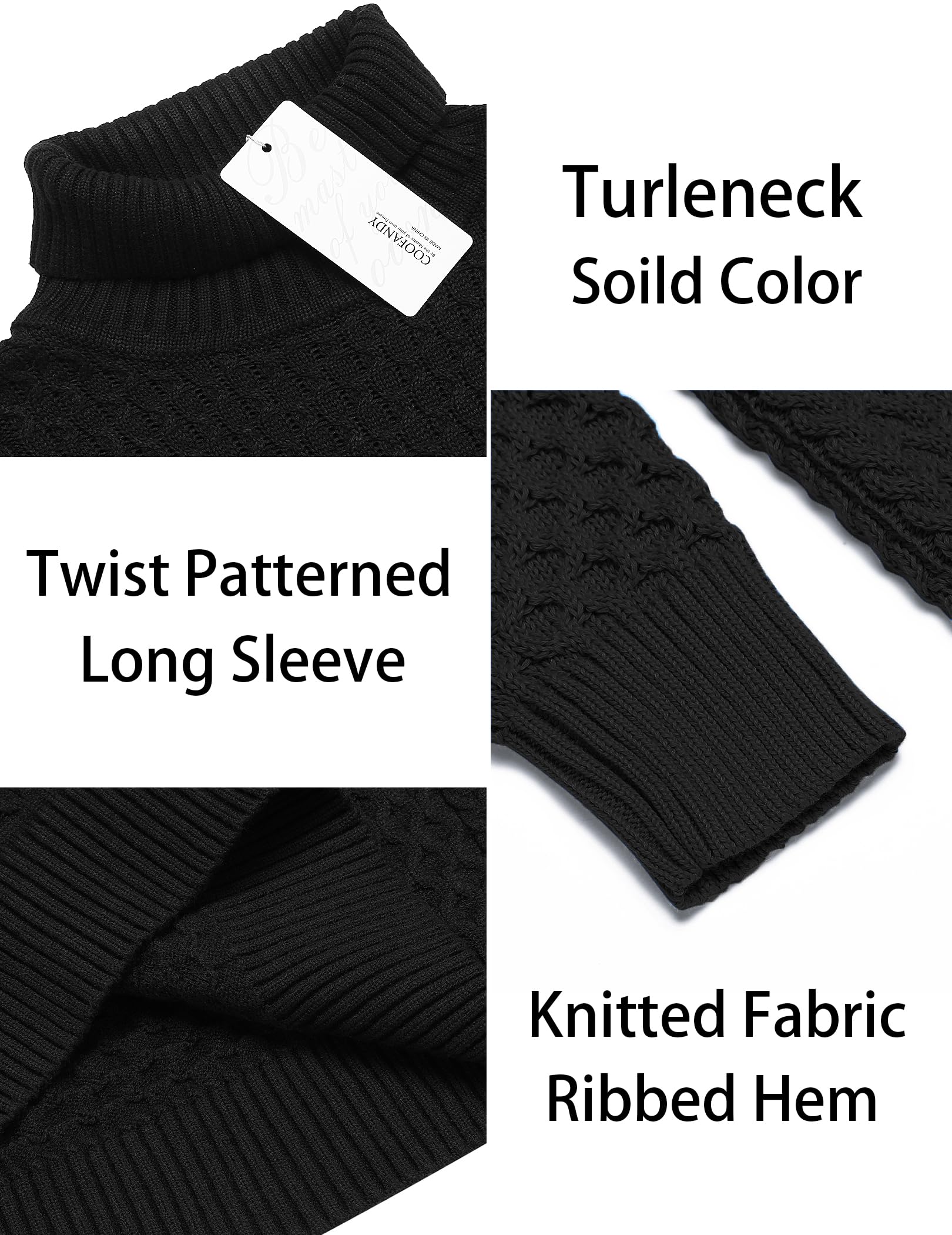 COOFANDY Maglione Uomo Collo Alto Maglione Dolcevita Elegante Maglia Lupetto Slim Fit Maglia Invernale