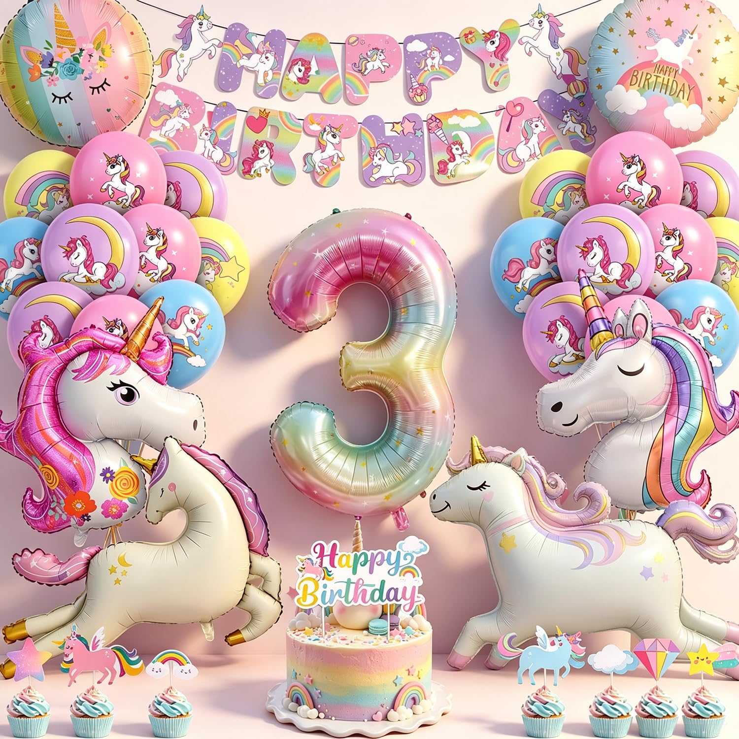 Fizdoqg Unicorn Balloons Birthday Girl 3, Unicorn Party Decorations Balloon