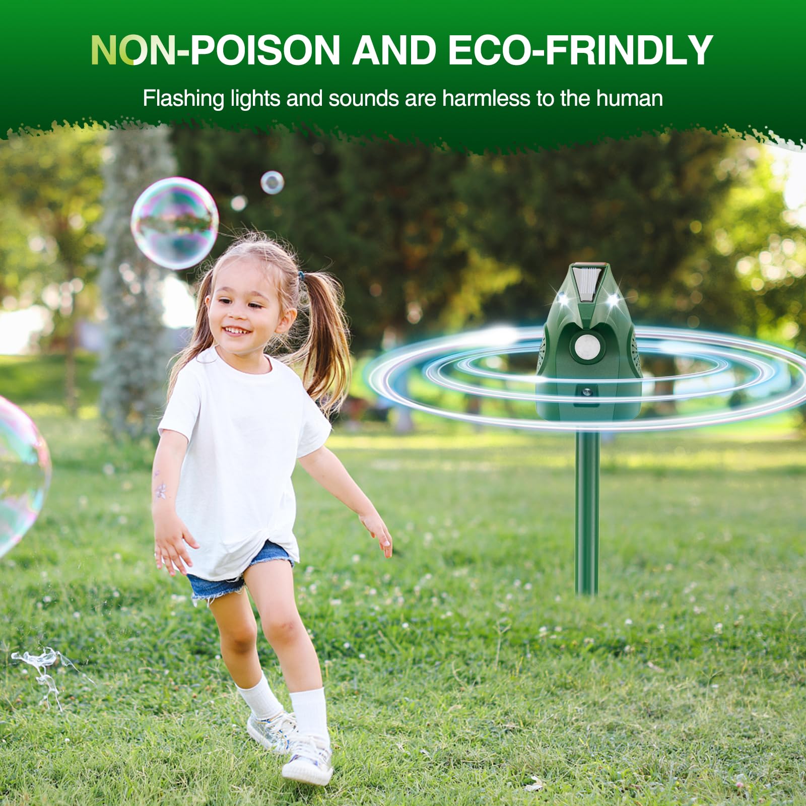 Repellente per Gatti Esterno, Repellente Piccioni Ultrasuoni Solare, Dissuasore per Uccelli, Ricarica USB & Energia Solare, Repellente Gatti Cani da Giardino per Piccione, Coniglio, Uccelli, Volpe
