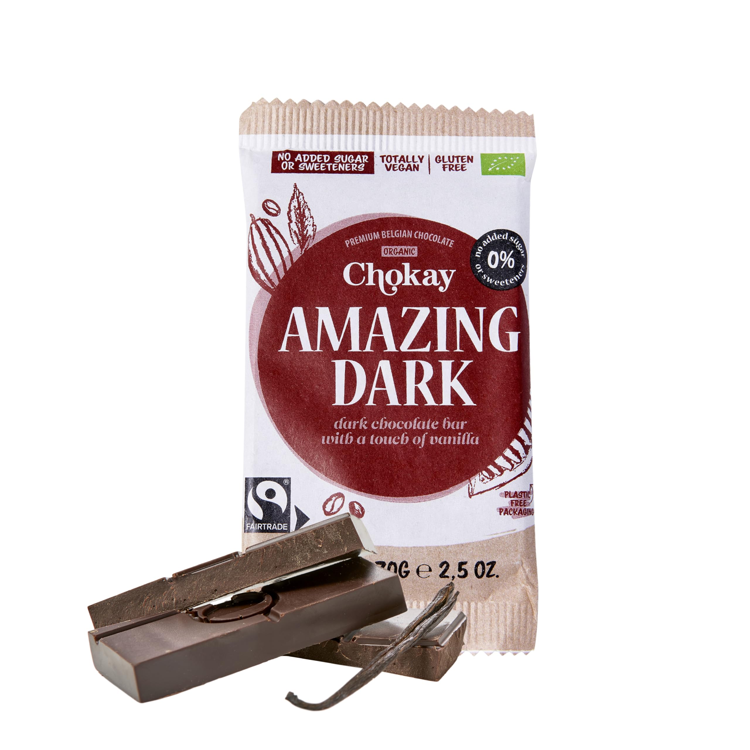 Chokay BIO Bar - AMAZING DARK/Belgische Zartbitter Schokolade/VEGAN, GLUTENFREI & FAIR TRADE / 1x70g