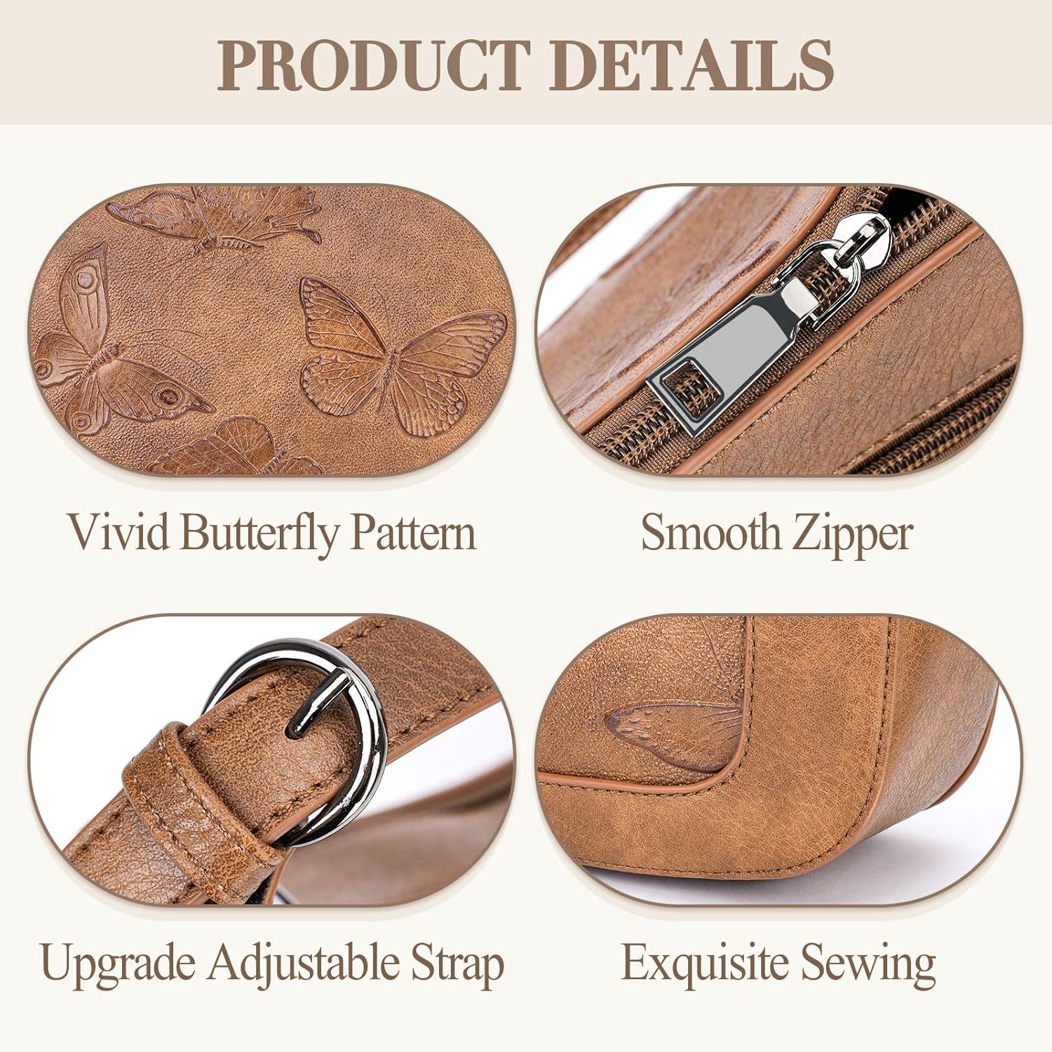BELTANA Small Shoulder Bag for Women, Butterfly Vegan Leather Hobo Purse with Top Handle, Trendy Underarm Handbag for Daily | Smooth Zipper, Adjustable Strap, Gifts for Women, Crescent Bag