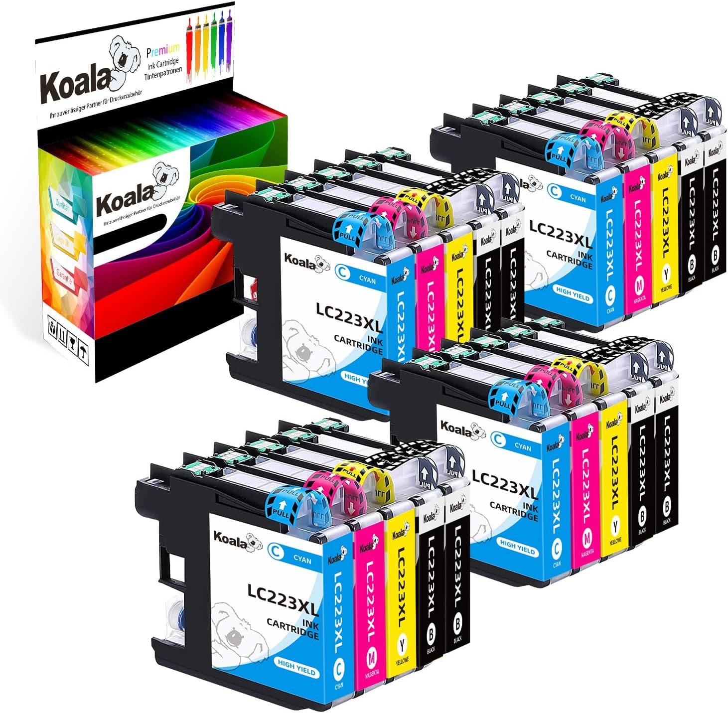Yowell 5 x LC223XL zwarte inktcartridges, compatibel met Brother LC223