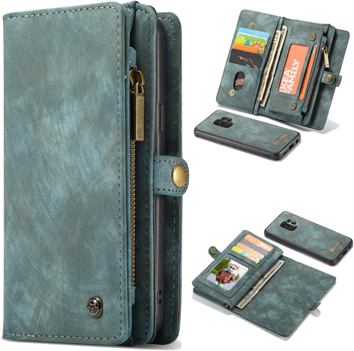 Flash Deals - 50% OFF Galaxy Note 9 Wallet Case,AKHVRS Premium Leather Folding Flip Wallet Case Cover for Note 9 Card Slots Magnetic Closure Protective Cover Detachable Wallet Folio for Samsung Galaxy Note 9 Blue