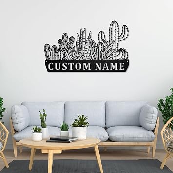 Personalized Cactus Metal Sign V1,Cactus Metal Wall Art,Office Wall Art,Housewarming Outdoor Metal Sign,Gifts Cactus Lover,Cactus Souvenir Metal Plaque for Home Office Shop Bar Cave Decal.
