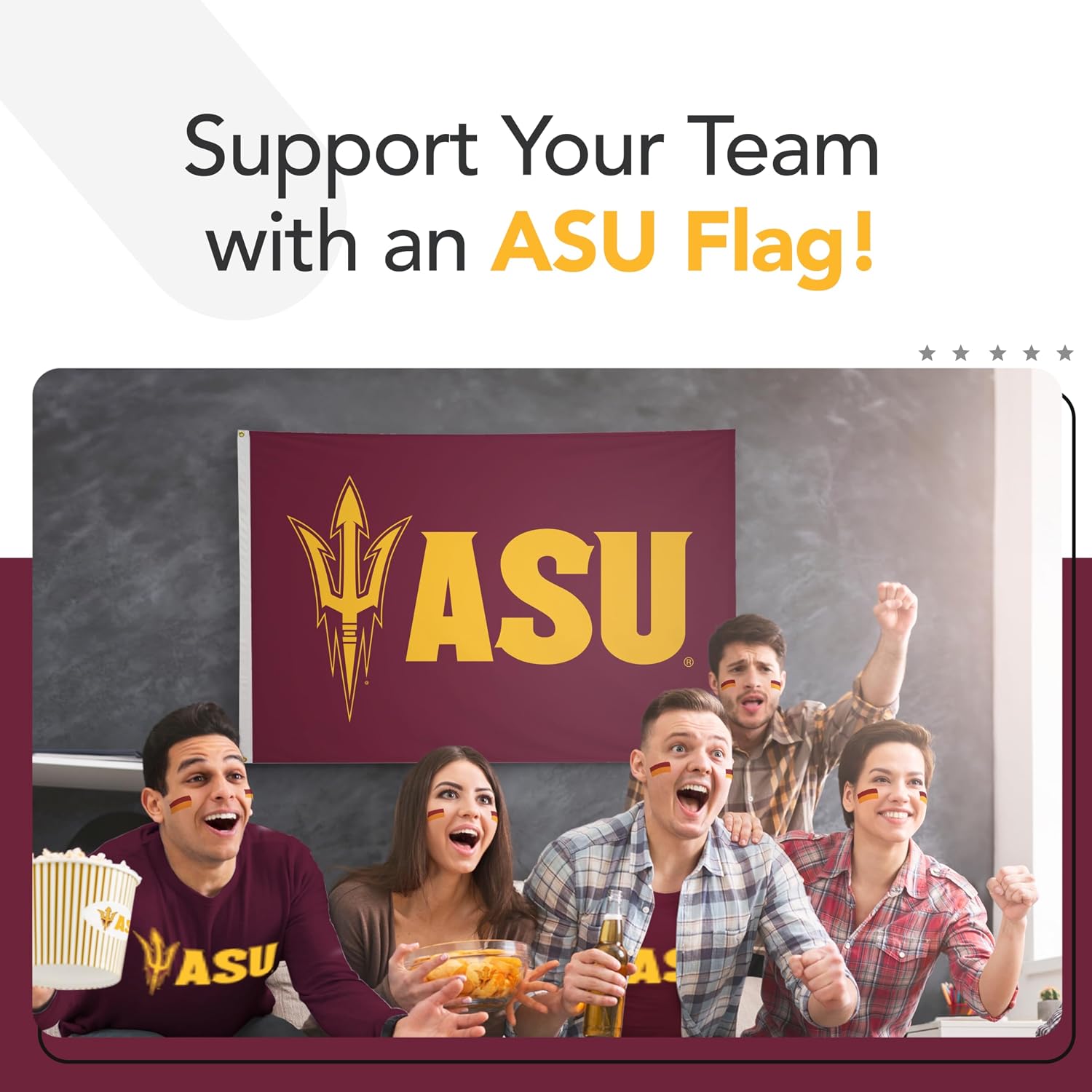 Arizona State Sun Devils College Sports Printed Flag - NCAA Licensed - Nylon - School Banner (Maroon, Gold) (4' x 6')