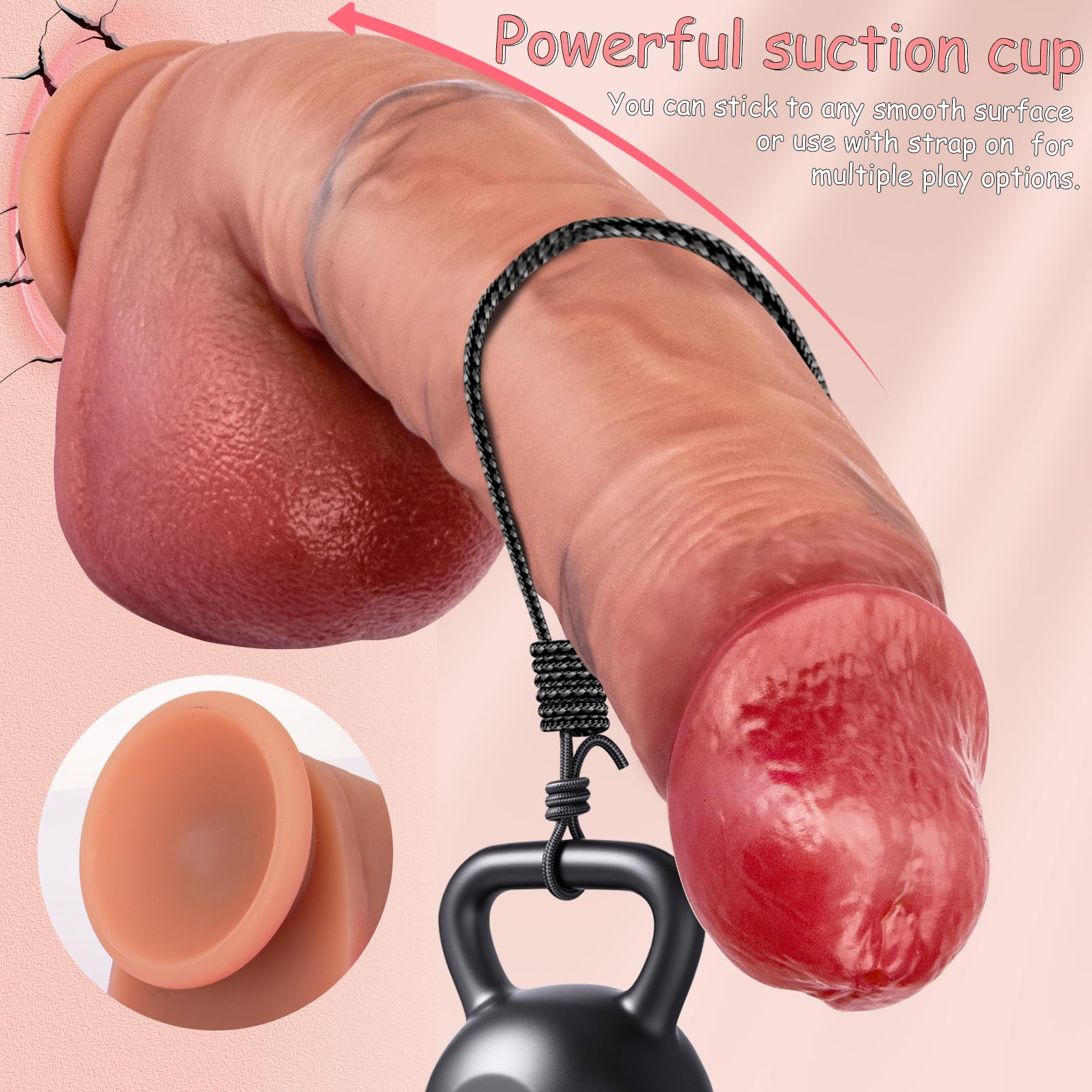 6.9" Real Squirt Dildo Movable Foreskin Silicone Strap-On Strong Suction Adult Toy Beginners