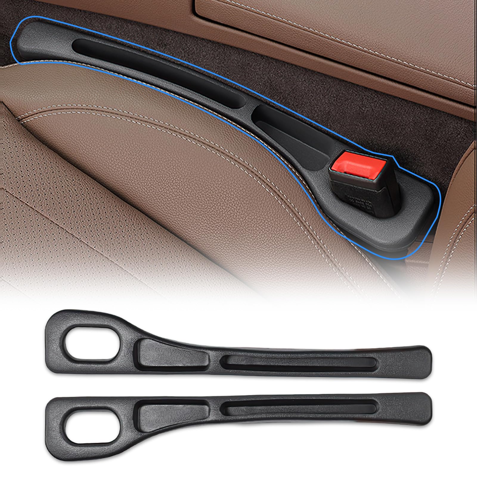 2 Pcs Car Seat Gap Filler, Fill Gaps Between Seat and Console, Multifunctional Filler, Universal for Car, SUV and Truck (Black)-image-48