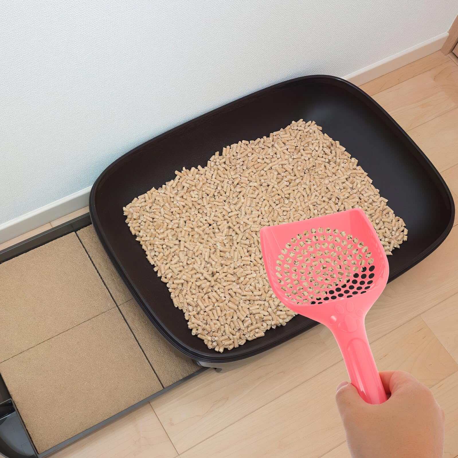 Hohopeti 15 Pezzi Paletta Lettiera Gatti Plastica con Fori Fini per Setaccio Efficiente Scoop Portatile per Pulizia Lettiera Animali Resistente e Adatta Gatti e Cani Rosa Blu Verde