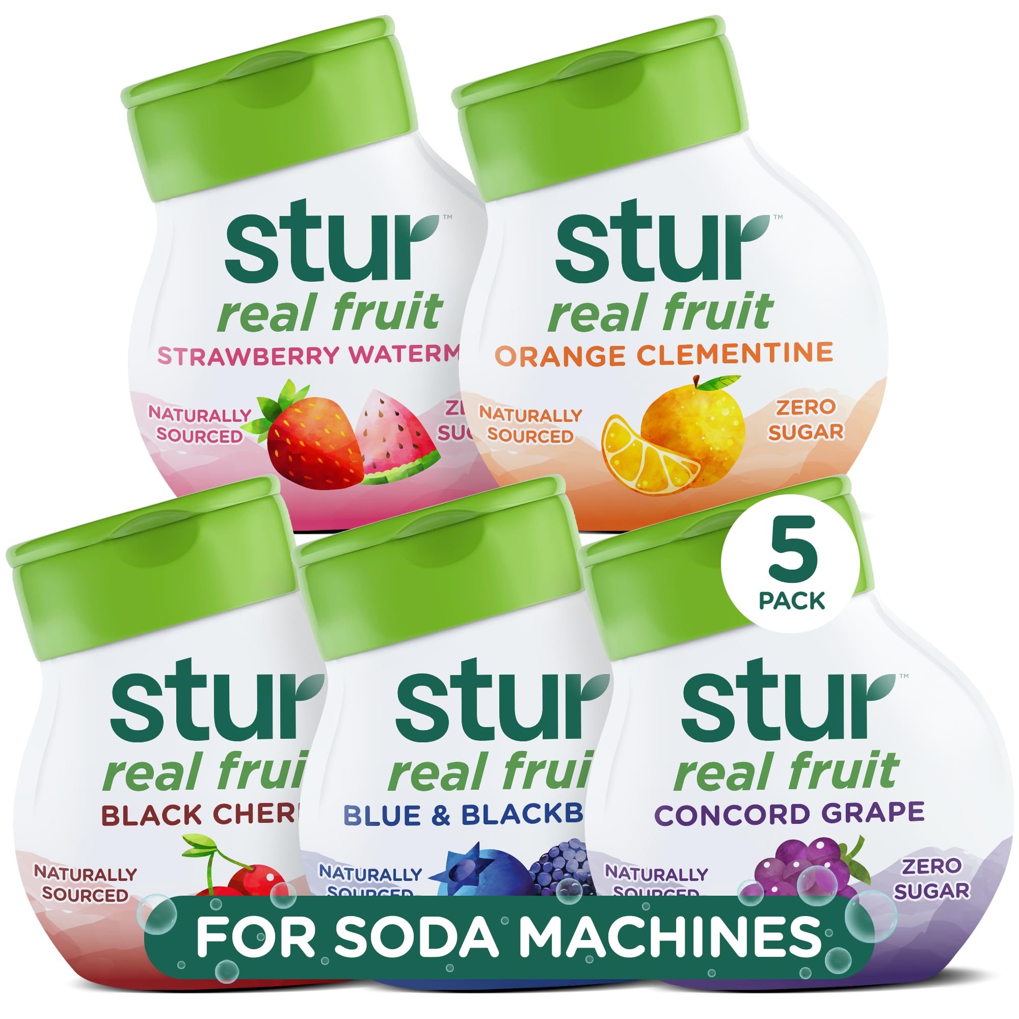 Soda Machine Flavors Variety Pack | Naturally Sweetened | High in Vitamin C & Antioxidants | Sugar Free | Zero Calories | Keto | Vegan | 5 Bottles, Makes 120 Drinks