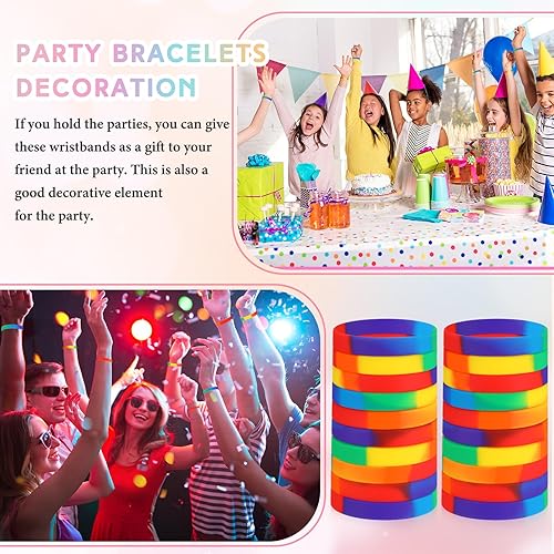 Vista 36 de Liliful 100 pulseras de goma de silicona para mujeres y hombres (verde)