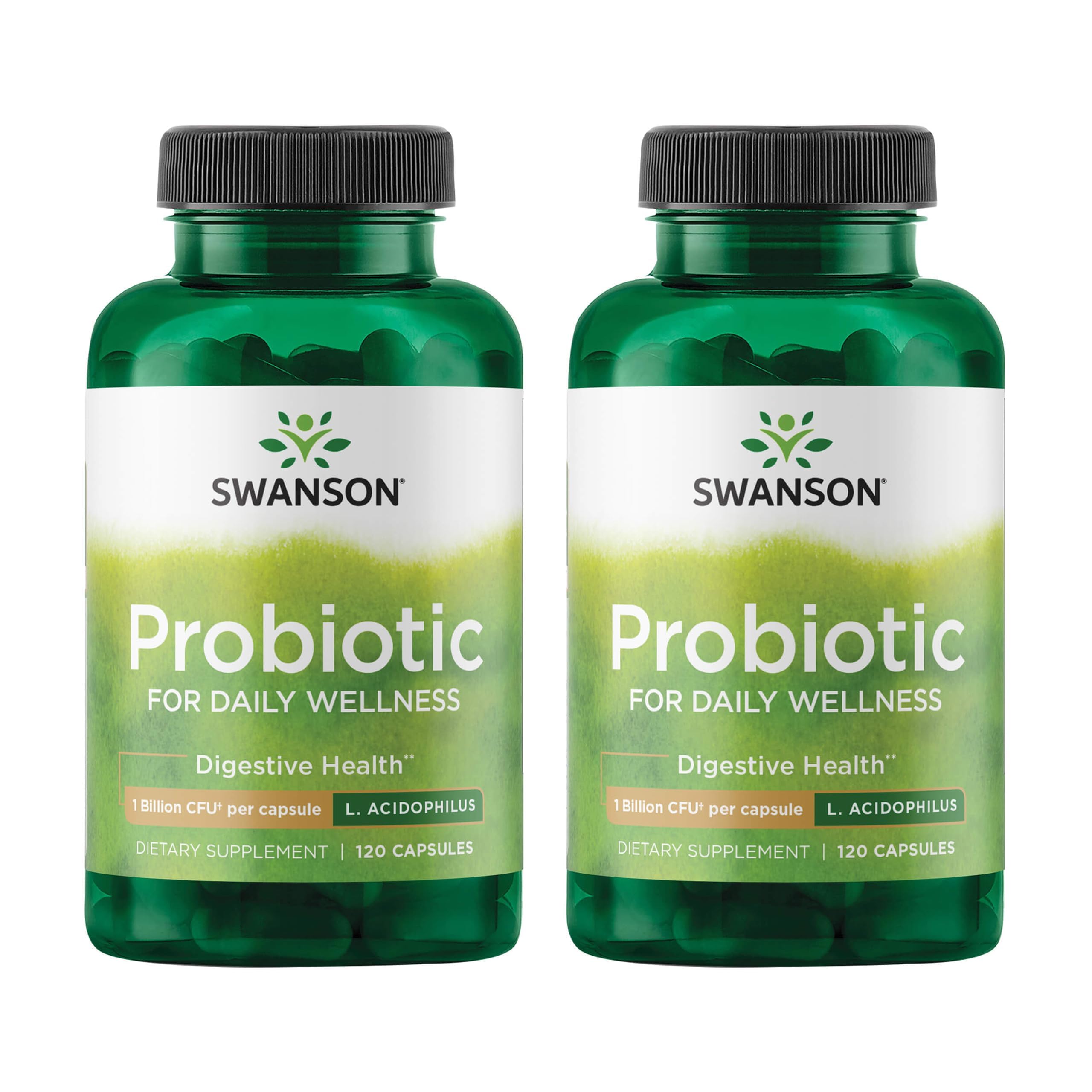Swanson Probiotic Digestive Health, 1 Billion CFU, 120 Caps, 2 Pk 120 Count (Pack of 2)