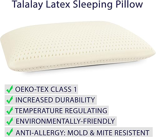 Miniatura 6 de RejuveNite American Talalay Almohada de Látex - Soporte Medio, King Perfil Alto - Funda de Satén de Algodón 100% - Hecho en EE.UU