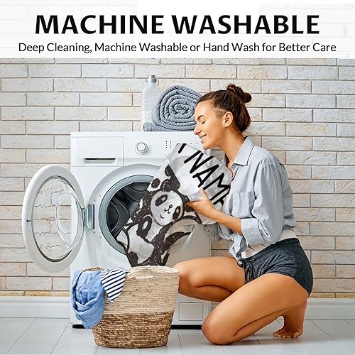 Miniatura 84 de Manta de panda personalizada con nombre, 30 x 40 pulgadas, bonita manta para niños, mantas de felpa suave colorida para sofá, oficina