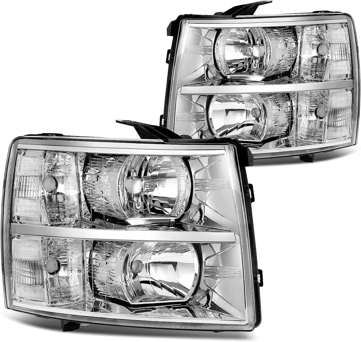 Black Clear Head Lights for 2007 2008 2009 2010 2011 2012 2013 Chevy Silverado 1500 Headlights Assembly Compatible with 07-14 Silverado 2500HD 3500HD HeadLamps Head Lights W/Blubs & Wiring Harness L+R