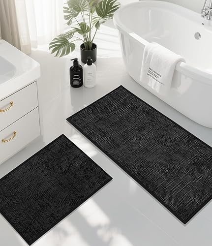 Miniatura 11 de YIHOUSE Tapete de baño antideslizante, absorbente, de secado rápido, para el suelo del baño, delgado, para debajo de la puerta, lavable de pelo bajo