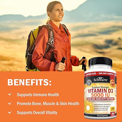 Miniatura 3 de Vitamina D3 5000 UI (125 mcg) Suplemento natural de apoyo inmunológico, fuerza ósea, función muscular saludable, con aceite de oliva para una mayor