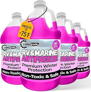 Premium Blend RV Antifreeze for Winterizing – Marine Antifreeze -75°F Freezing Point Protection, 4 Gallon (4-Pack) – Pink Winterizing Fluid for Boats, Pools, Spas, Campers, Vacation Homes