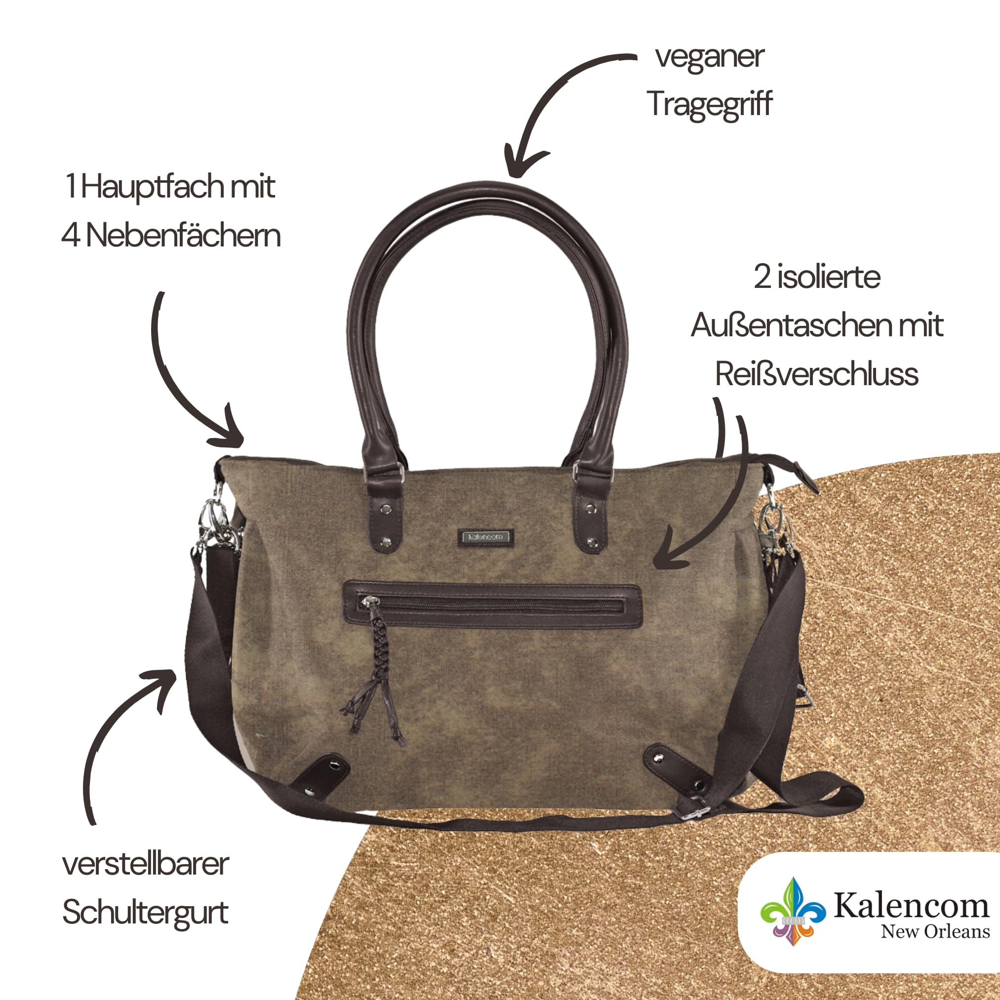Kalencom Handtasche Umhängetasche stilvolle Baby Wickeltasche mit Wickelauflage, Aufbewahrungsbeutel, Isoliertaschen und Halterung für Kinderwagen für Mama & Papa Paris
