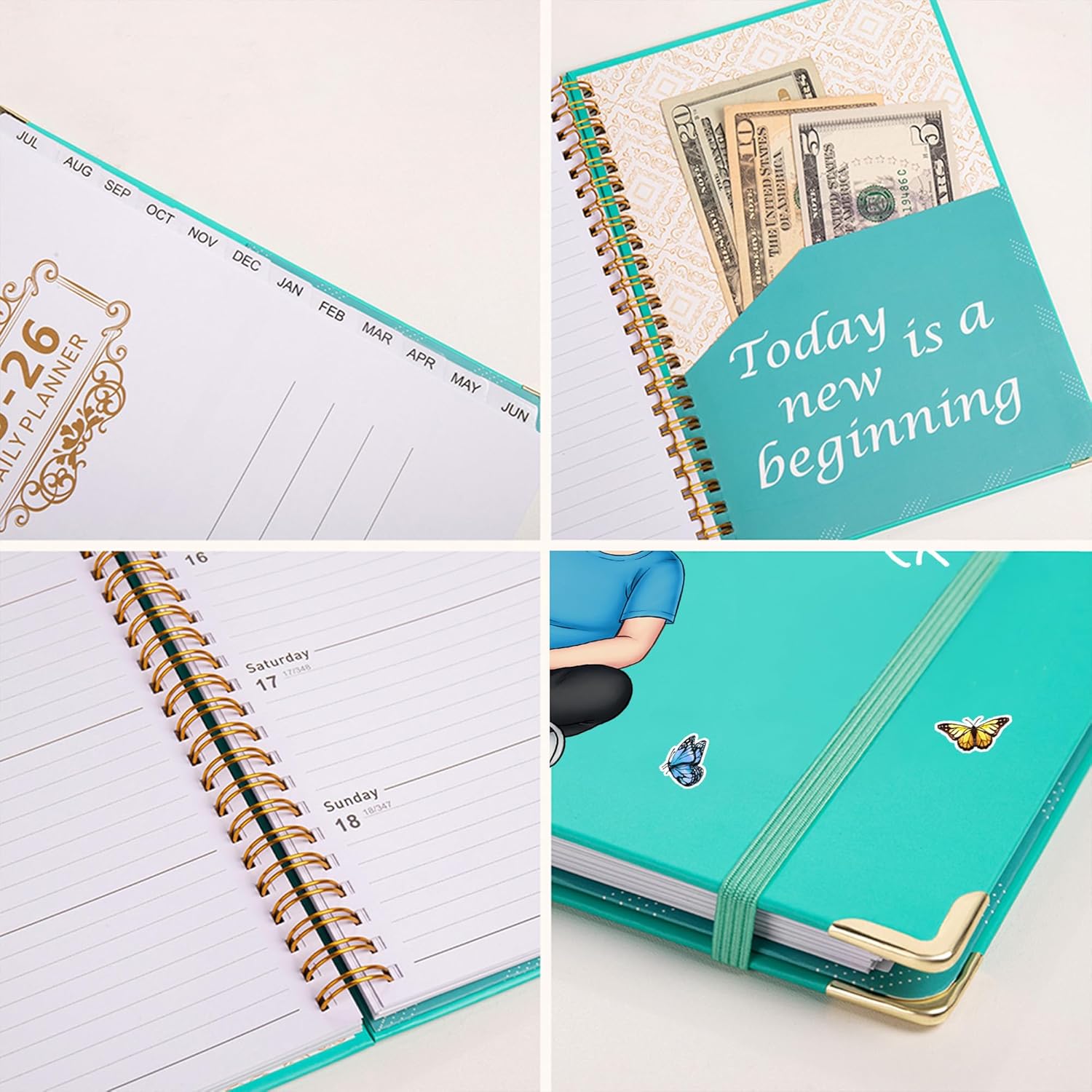 Personalized 2026 Spiral Planner January to December 2026 Academic Planner with Custom Name Cartoon Character A5 Notebook Weekly Planner - Birthday Christmas Gift for Women (Cartoon Character Birth Flower)