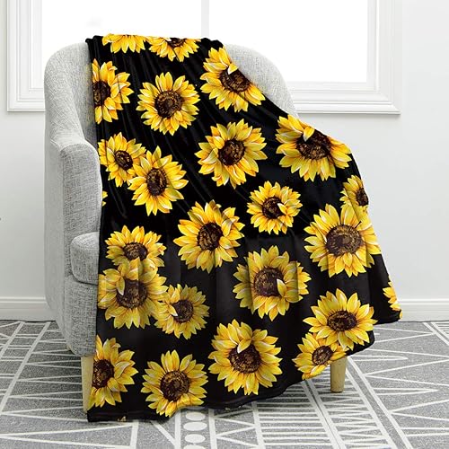 Jekeno Manta de Regalos de Girasol para Mujeres y Niñas, Regalos de Decoración de Girasoles para Amantes de los Girasoles Adultos y Niños, Linda